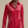 EVelvet Styles | long sleeve-Soft Surroundings Enchanted Velvet Shirt Sangria Red