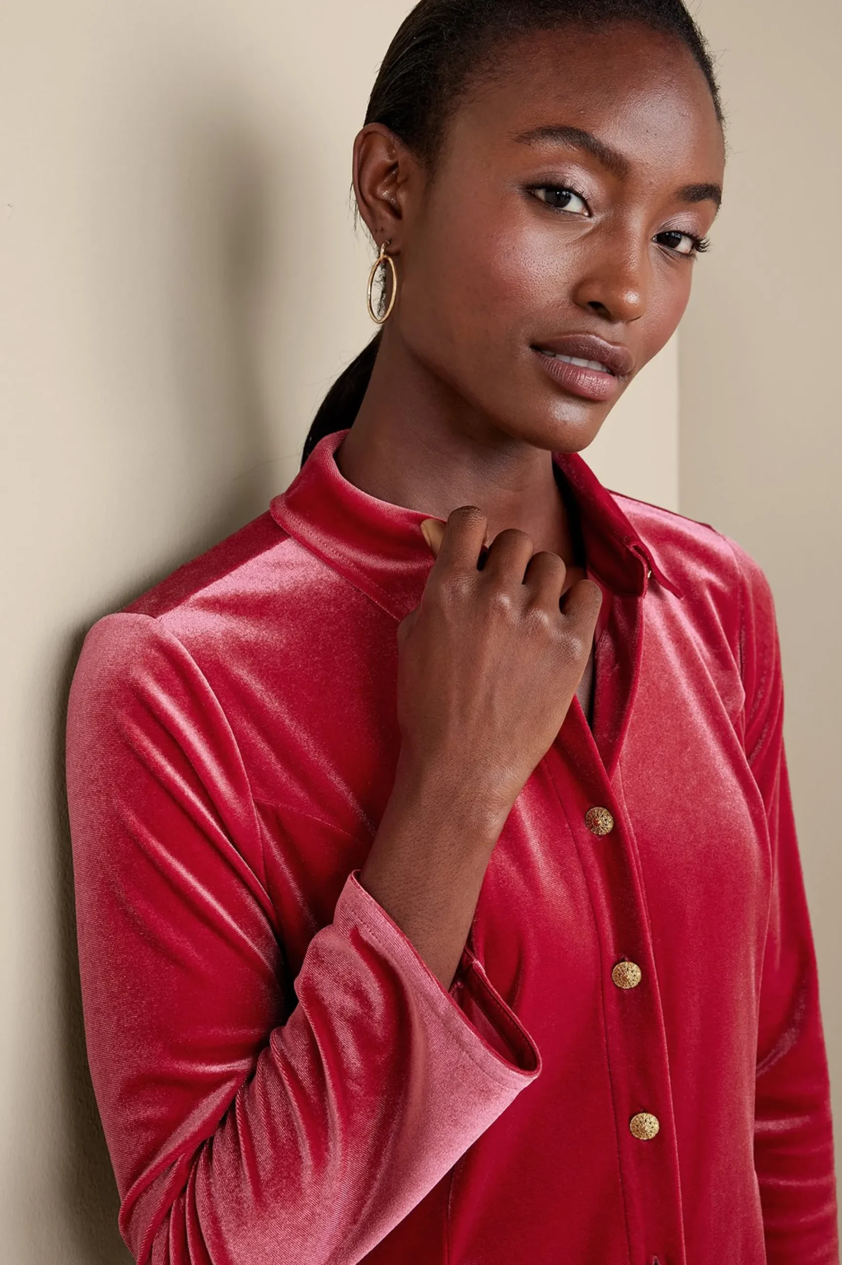 enchanted_velvet_shirt_4.webp EVelvet Styles | long sleeve-Soft Surroundings Enchanted Velvet Shirt Sangria Red
