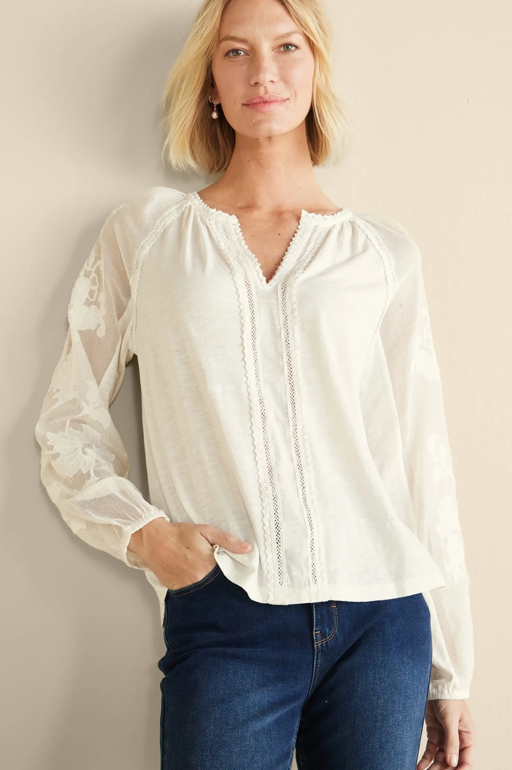 enya_embroidered_top_0.webp Feminine Flourish | Vacation Shop-Soft Surroundings Enya Embroidered Top Ivory Pearl