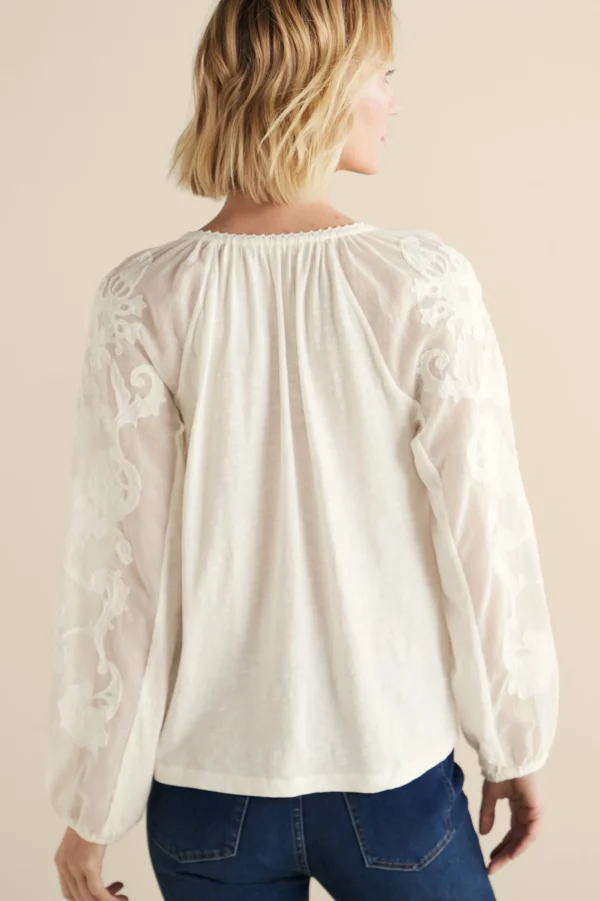 Feminine Flourish | Vacation Shop-Soft Surroundings Enya Embroidered Top Ivory Pearl
