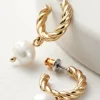 Earrings | earrings-Soft Surroundings Estella Pearl Mini Hoop Earring Silver