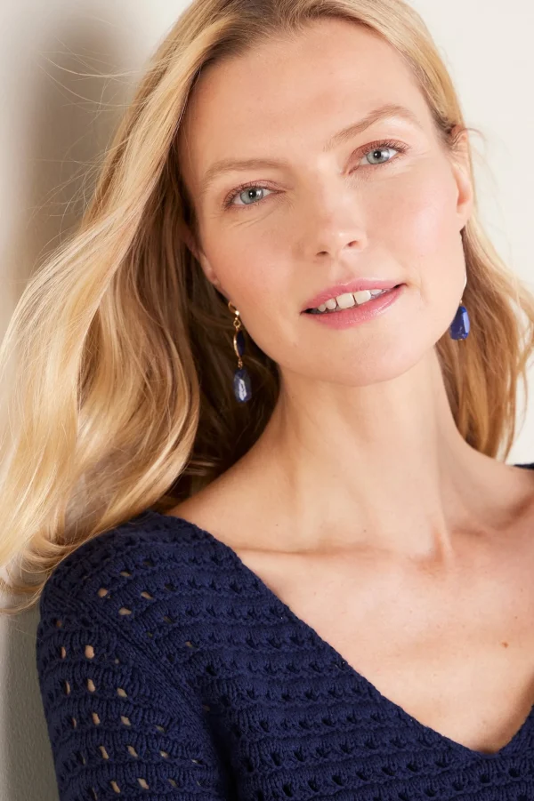 Sweaters & Cardigans | three quarter length-Soft Surroundings Estrella Sweater Navy