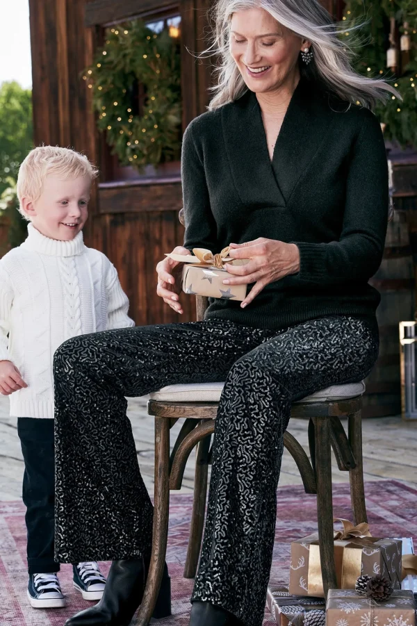full length | bootcut-Soft Surroundings Eva Sequin Pants Black