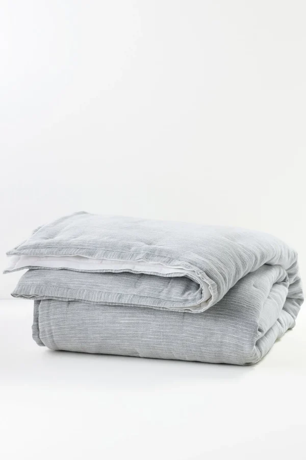 comforters-Soft Surroundings Evie Textured Comforter Silver Sea