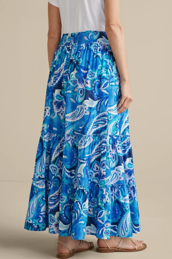 Feminine Flourish | Vacation Shop-Soft Surroundings Feyre Maxi Skirt Island Sun Paisley Blue