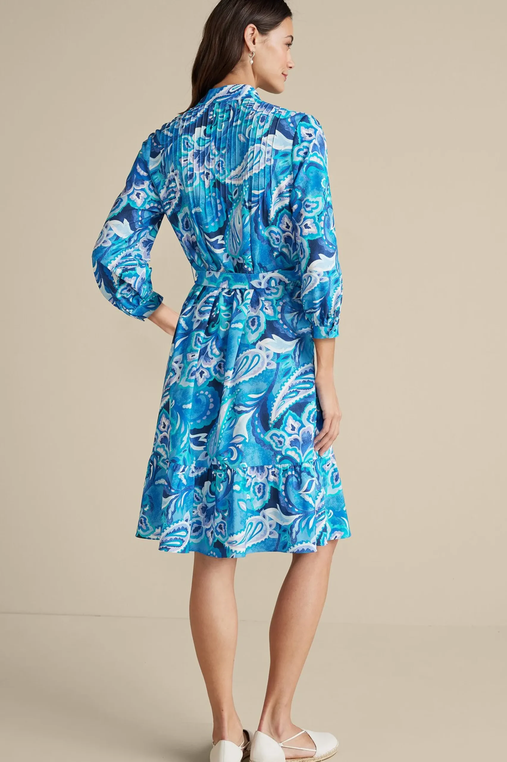 feyre_short_dress_2.webp Into The Blues | work to play-Soft Surroundings Feyre Short Dress Island Sun Paisley Blue