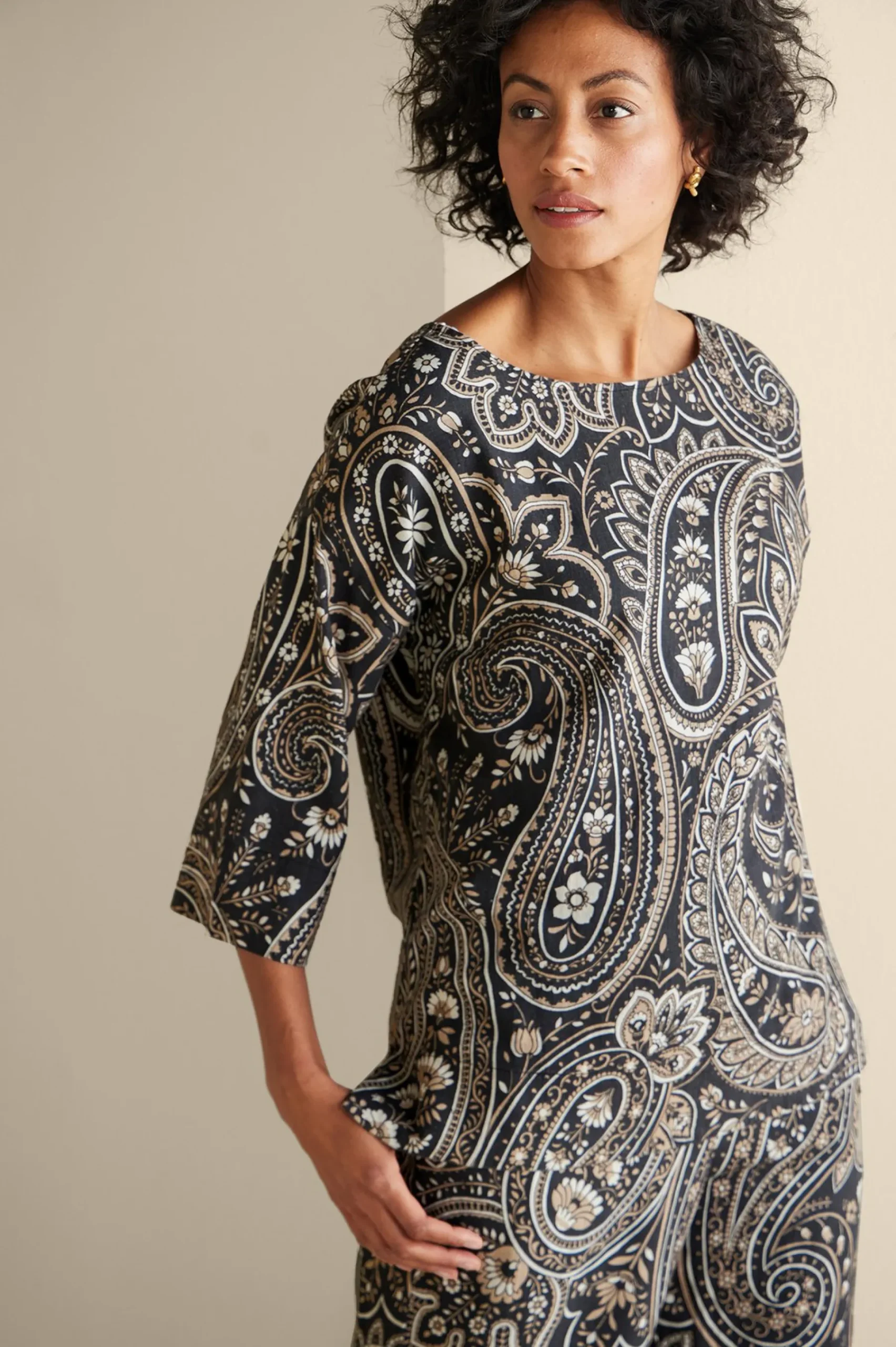 fleur_top_3.webp Vacation Shop | three quarter length-Soft Surroundings Fleur Top Global Paisley