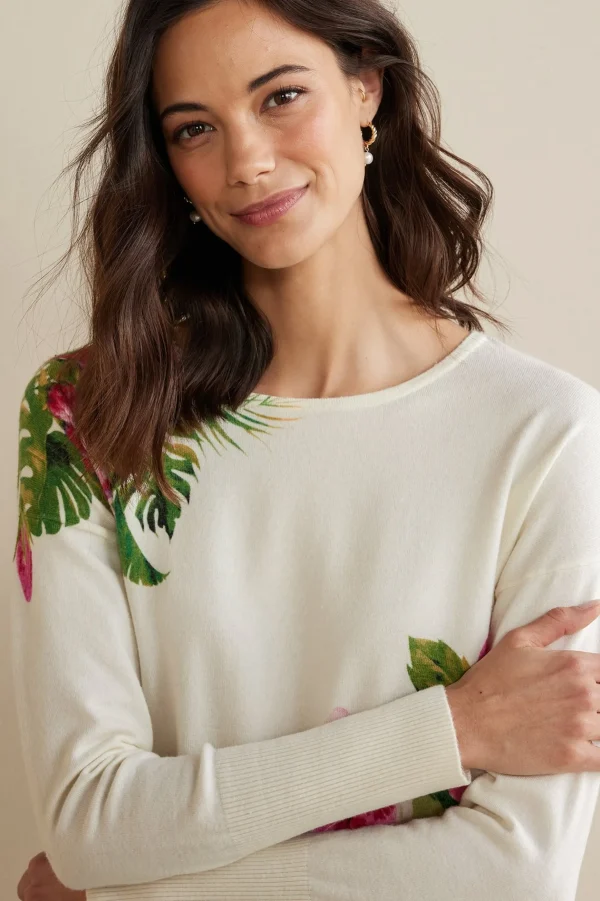 Sweaters & Cardigans | sweaters-Soft Surroundings Garden Bloom Sweater Ecru