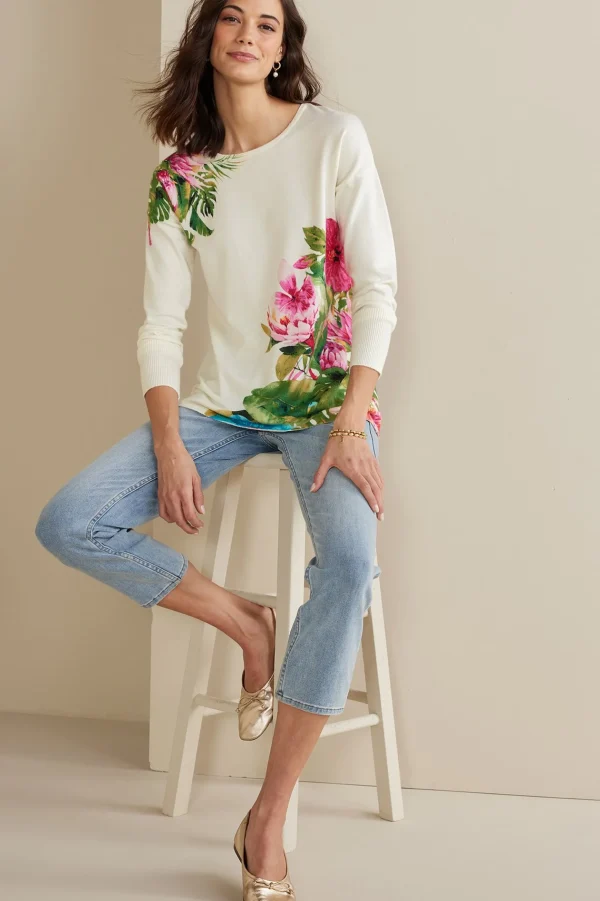 Sweaters & Cardigans | sweaters-Soft Surroundings Garden Bloom Sweater Ecru