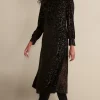 EVelvet Styles | occasion dresses-Soft Surroundings Hadley Velvet Dress Black Abstract