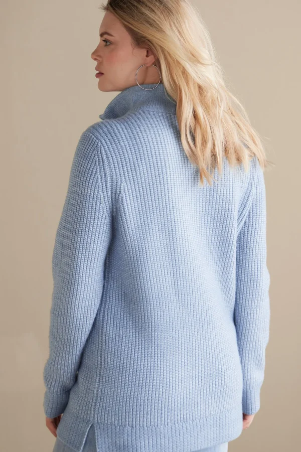 Into The Blues | Everyday Styles-Soft Surroundings Hallie Half Zip Sweater Faded Denim