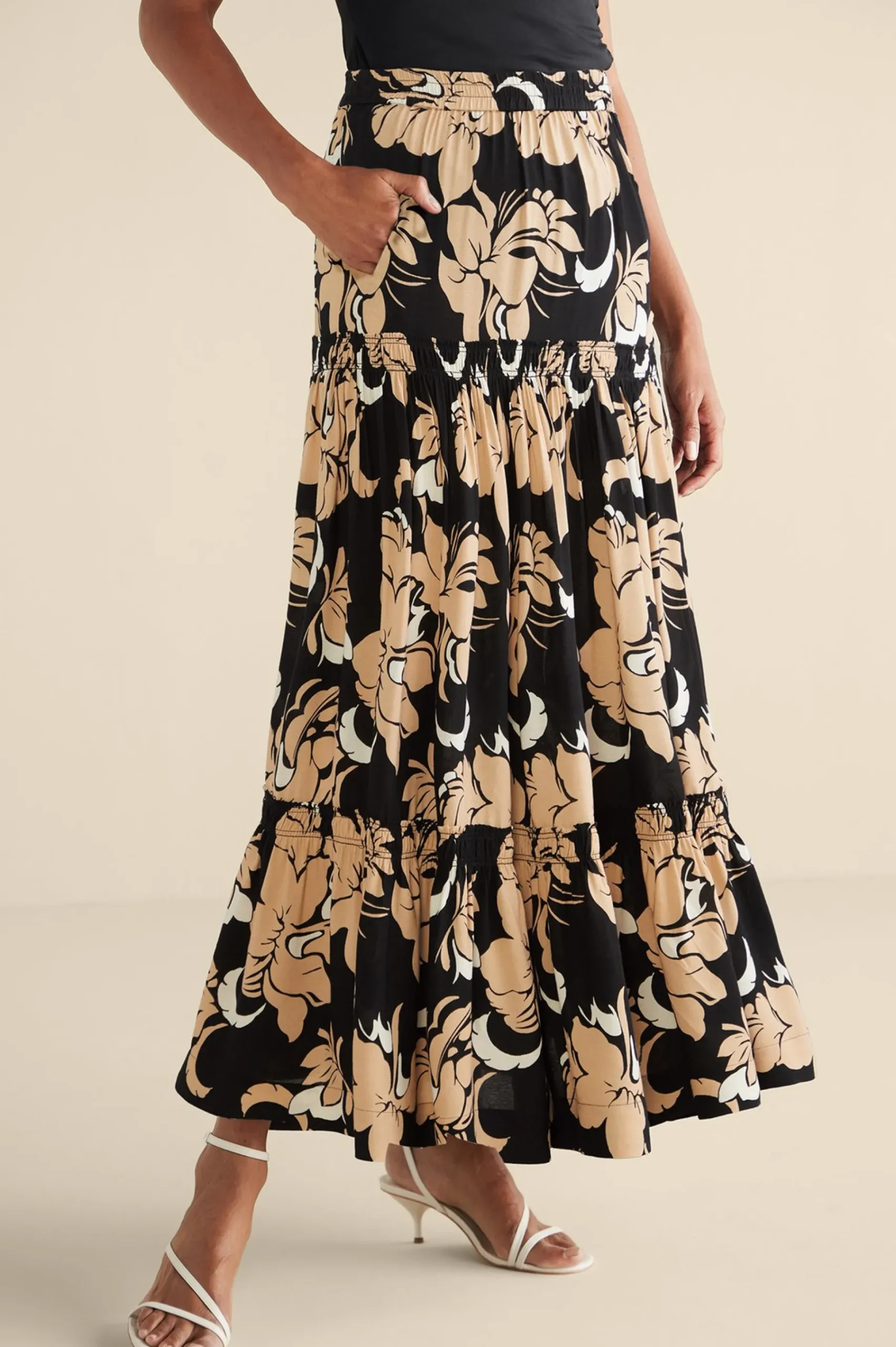 halona_maxi_skirt_1.webp Vacation Shop | Skirts-Soft Surroundings Halona Maxi Skirt Menara Bloom Neutral
