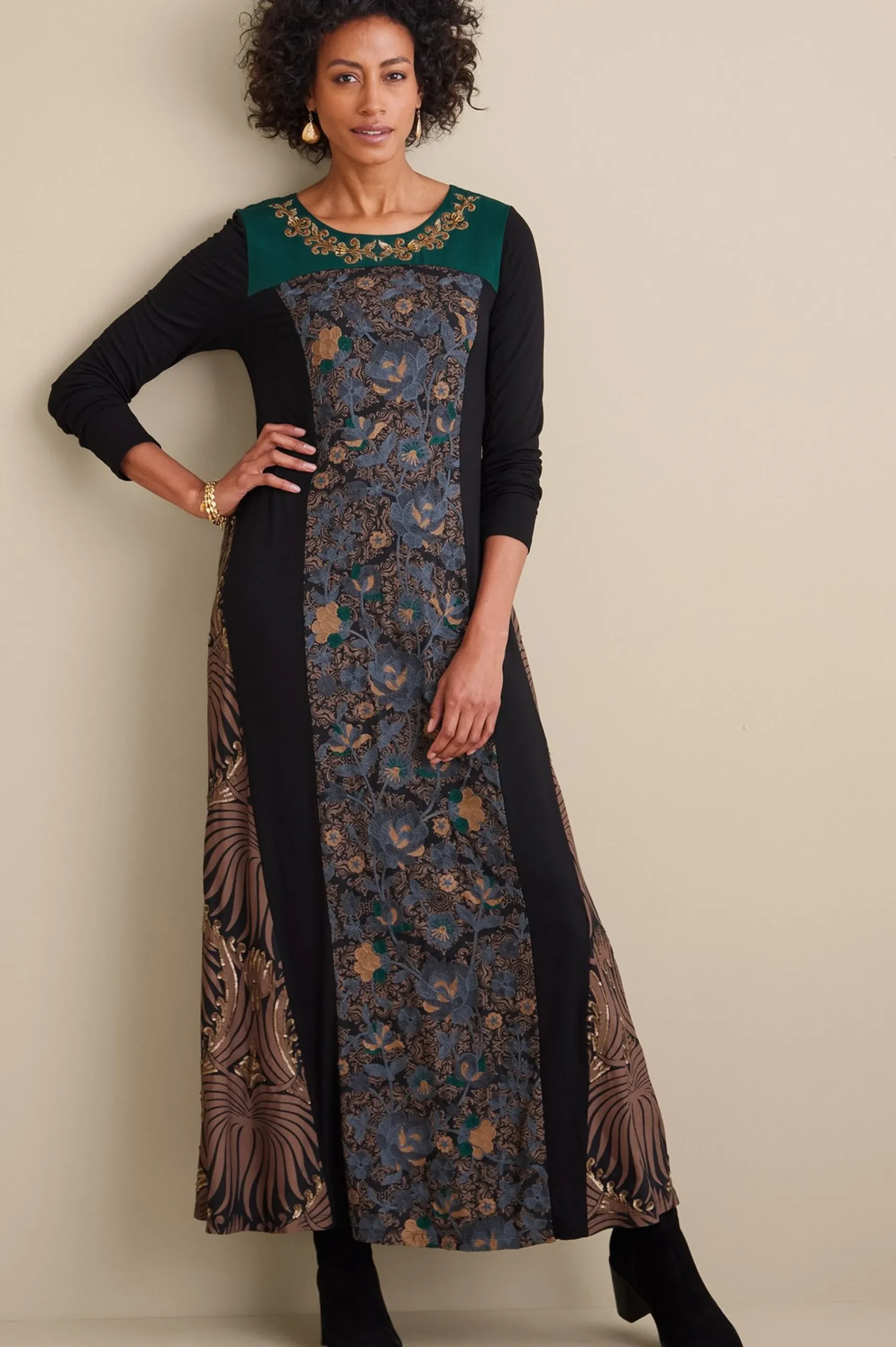 icon_sultana_dress_1.webp Global Artistry | forever favorites-Soft Surroundings Icon Sultana Dress Tribal/Floral Multi
