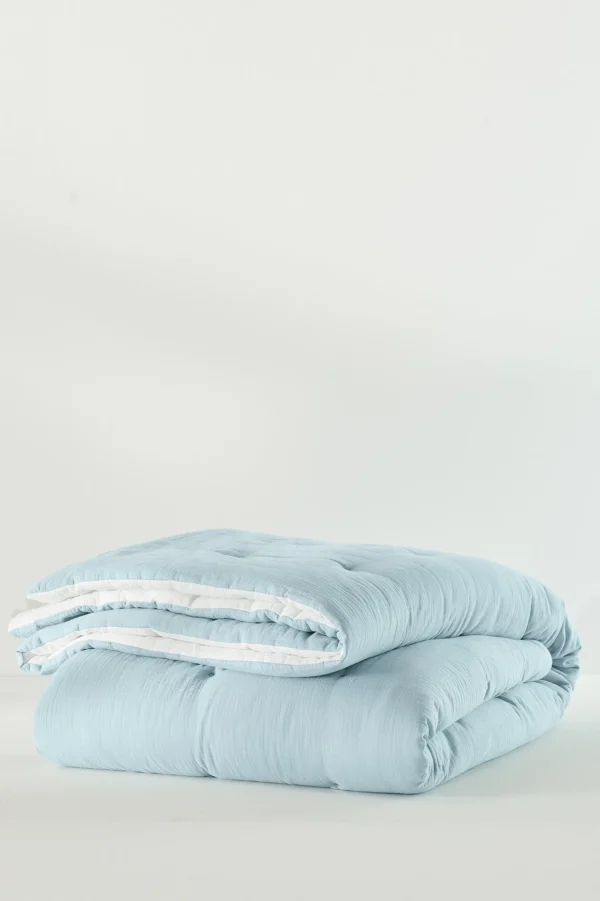 comforters-Soft Surroundings Ivy May Reversible Gauze Comforter Indigo & White