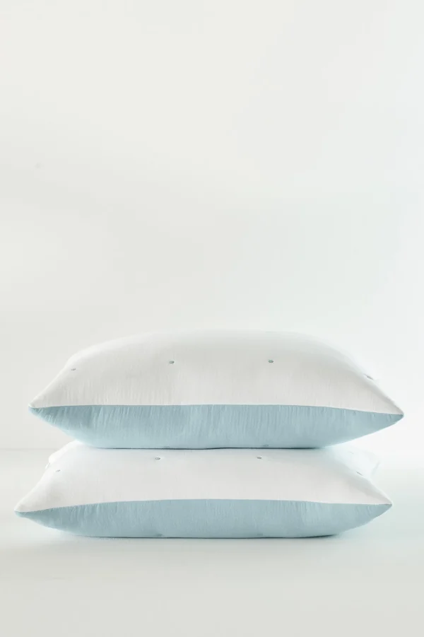 pillowcases & shams-Soft Surroundings Ivy May Reversible Gauze Sham Indigo & White