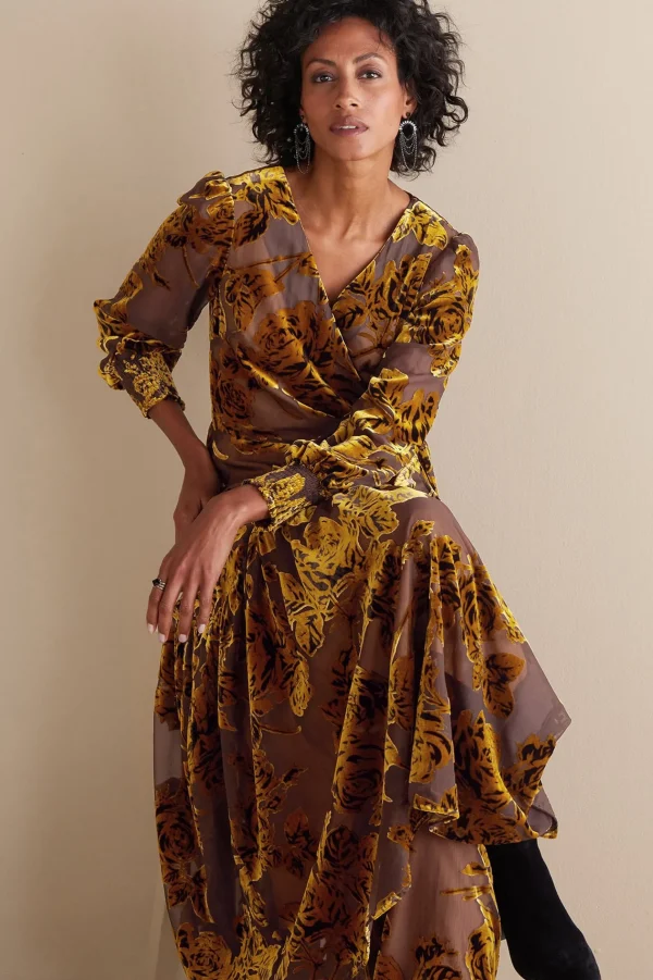 Feminine Flourish | EVelvet Styles-Soft Surroundings Jamila Velvet Dress Neutral Floral