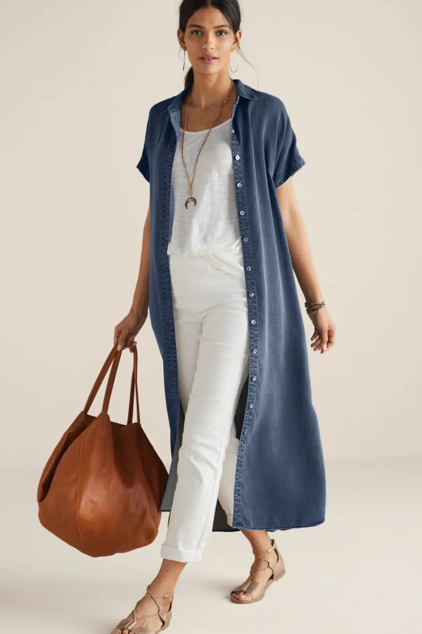 Into The Blues | Everyday Styles-Soft Surroundings Je Veux Midi Shirtdress Denim Blue