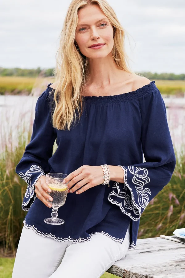 Feminine Flourish | Into The Blues-Soft Surroundings Josey Top Navy