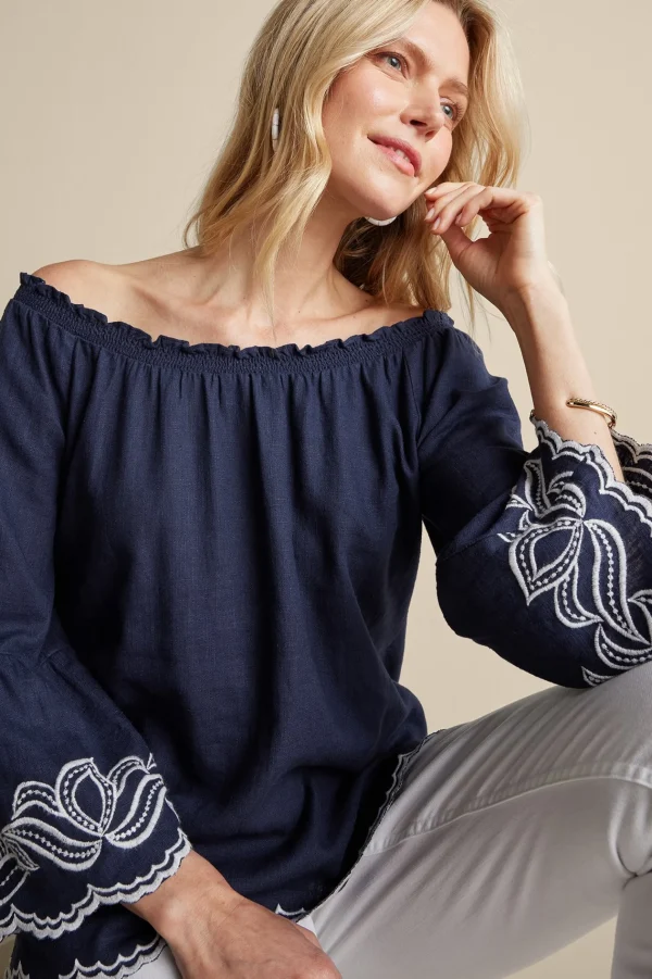 Feminine Flourish | Into The Blues-Soft Surroundings Josey Top Navy