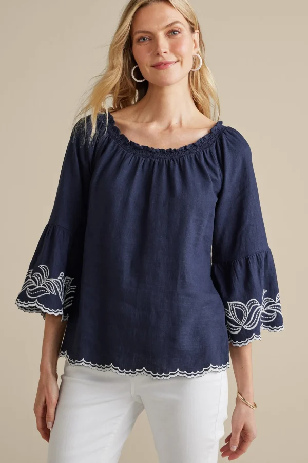 Feminine Flourish | Into The Blues-Soft Surroundings Josey Top Navy