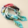 Scarves & Wraps-Soft Surroundings Jungle Leaves Silk Scarf Aqua Multi