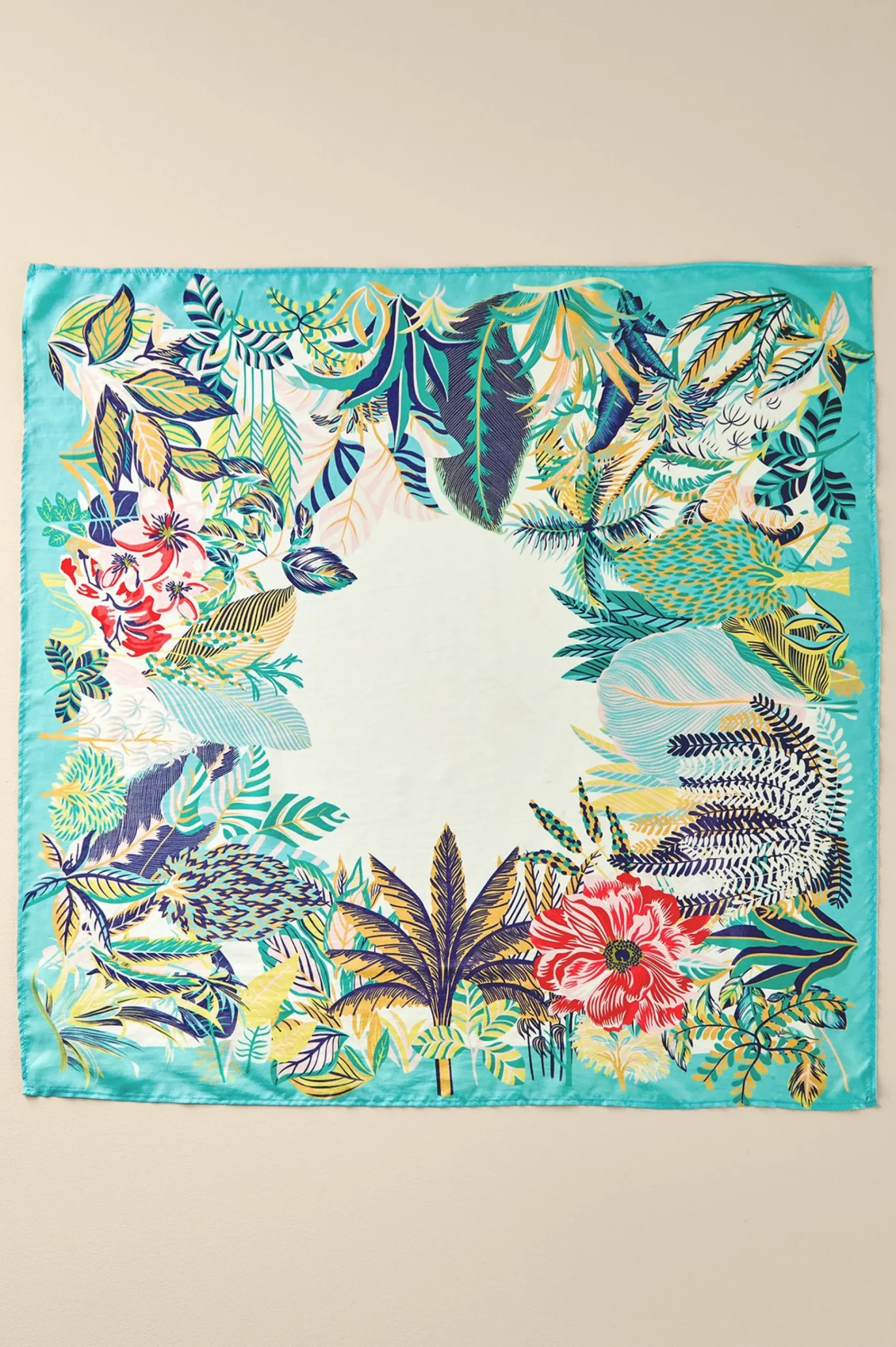 jungle_leaves_silk_scarf_2.webp Scarves & Wraps-Soft Surroundings Jungle Leaves Silk Scarf Aqua Multi