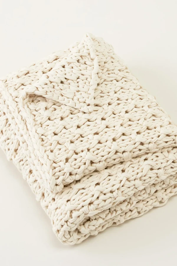 Throws | blankets & throws-Soft Surroundings Kali Knit Throw Indigo