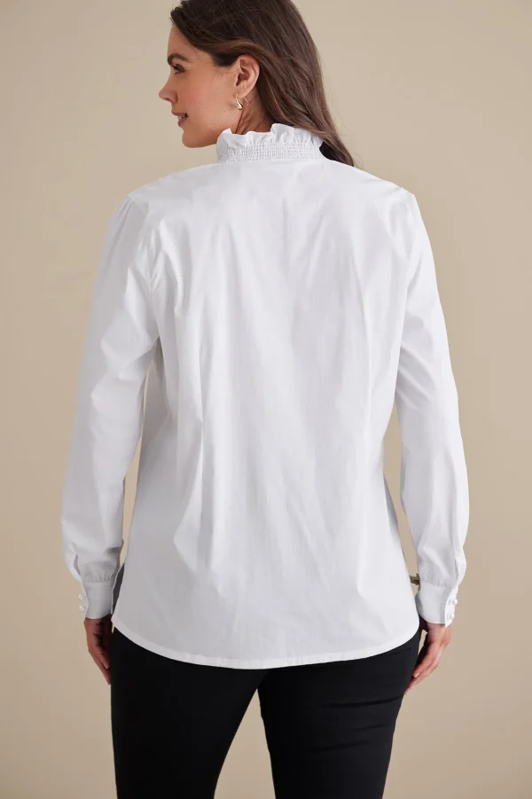 Feminine Flourish | long sleeve-Soft Surroundings Kata Ruffle Collar Shirt White