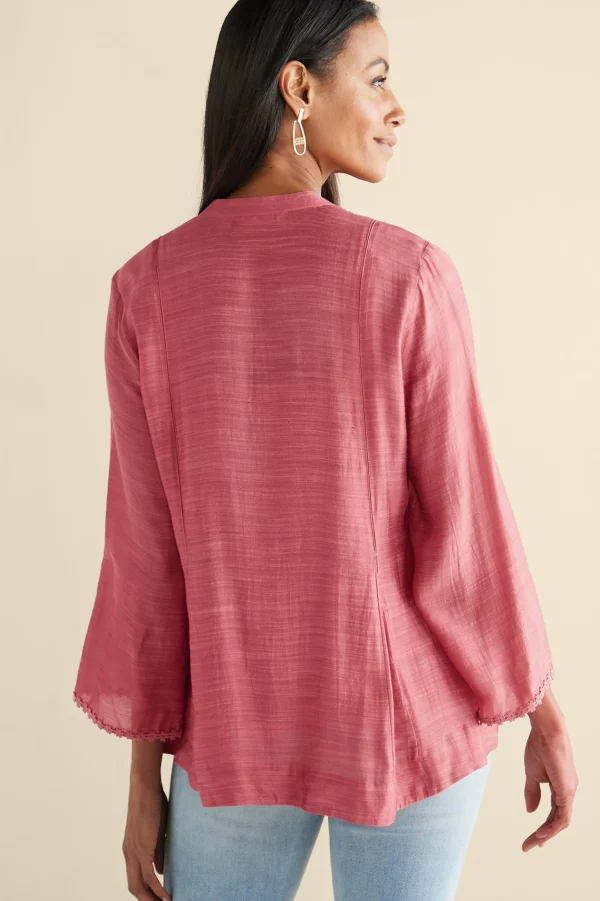 Feminine Flourish | Vacation Shop-Soft Surroundings Kateri Soutache Embroidered Top Fuchsia Pink