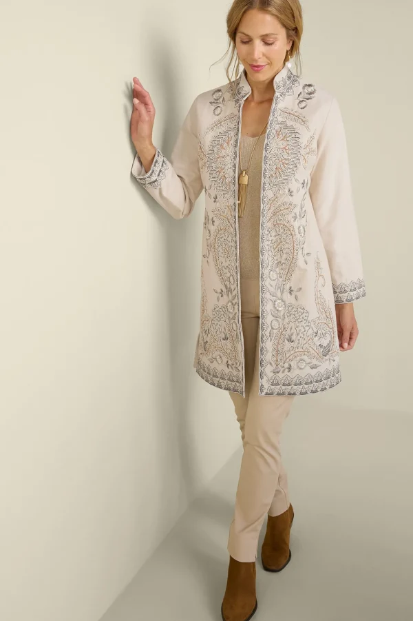 Feminine Flourish | Wear Now Styles-Soft Surroundings Kerala Embellished Natural Jacket Natural Seed