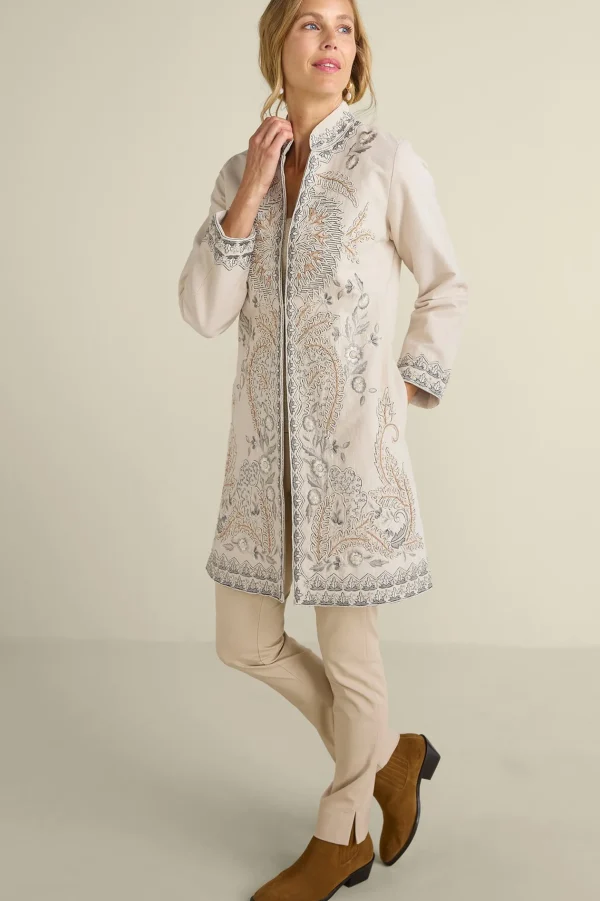 Feminine Flourish | Wear Now Styles-Soft Surroundings Kerala Embellished Natural Jacket Natural Seed