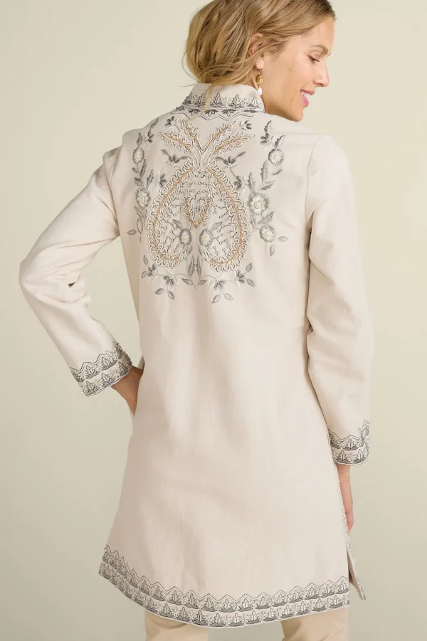 Feminine Flourish | Wear Now Styles-Soft Surroundings Kerala Embellished Natural Jacket Natural Seed