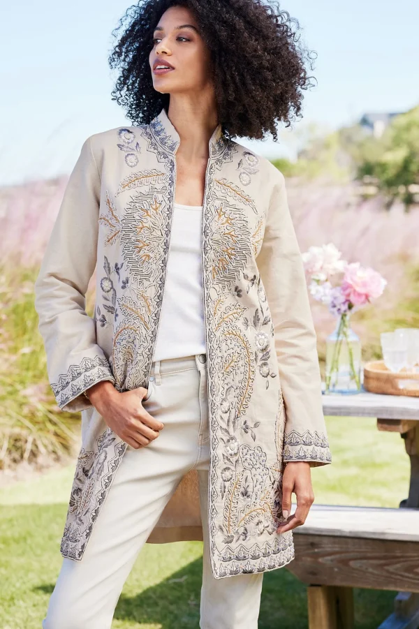 Feminine Flourish | Wear Now Styles-Soft Surroundings Kerala Embellished Natural Jacket Natural Seed