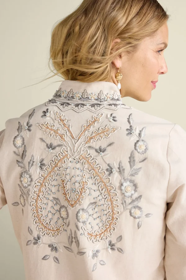 Feminine Flourish | Wear Now Styles-Soft Surroundings Kerala Embellished Natural Jacket Natural Seed