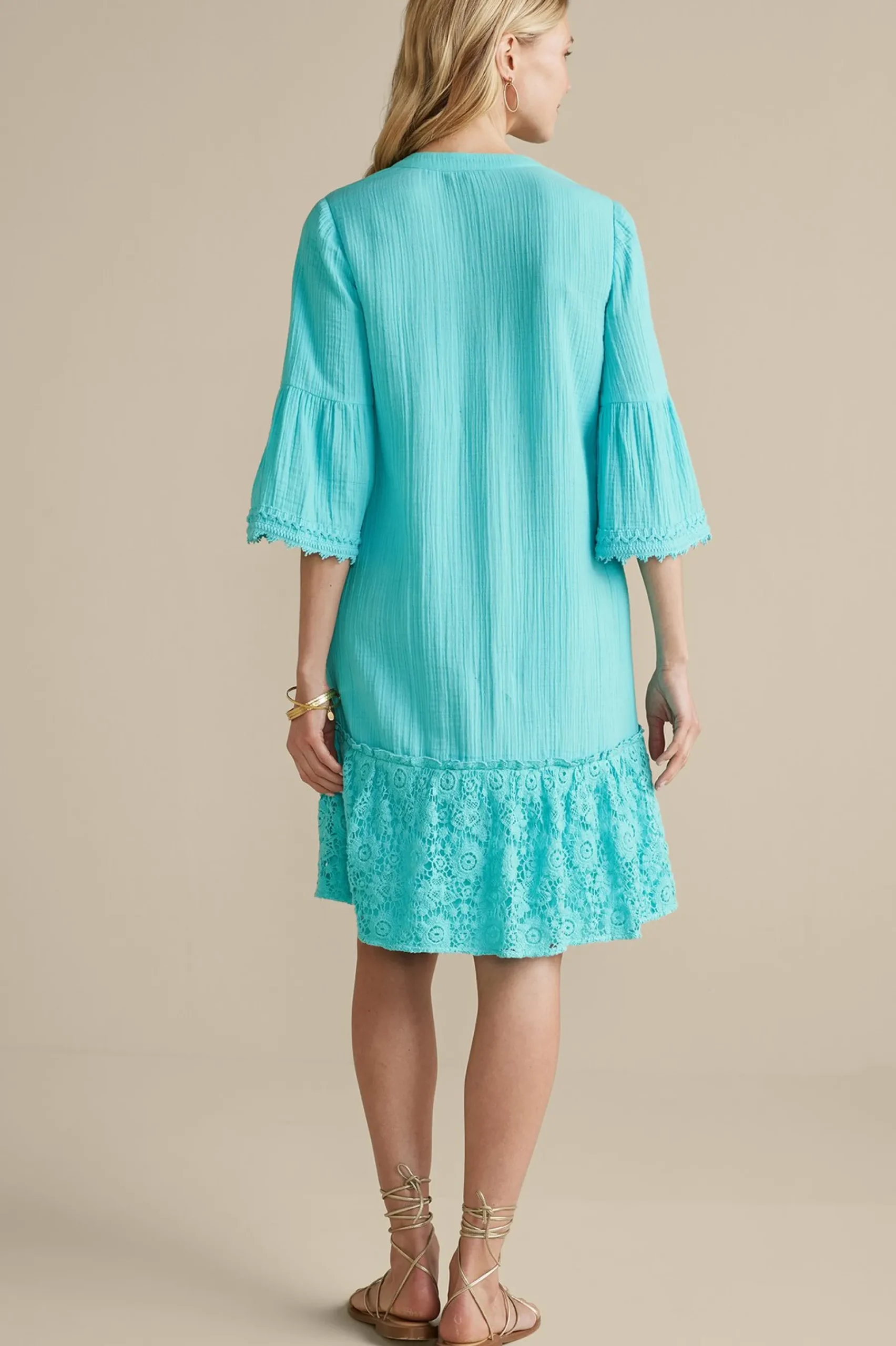 kiona_gauze_short_dress_2.webp Into The Blues | Vacation Shop-Soft Surroundings Kiona Gauze Short Dress Hawaiian Aqua
