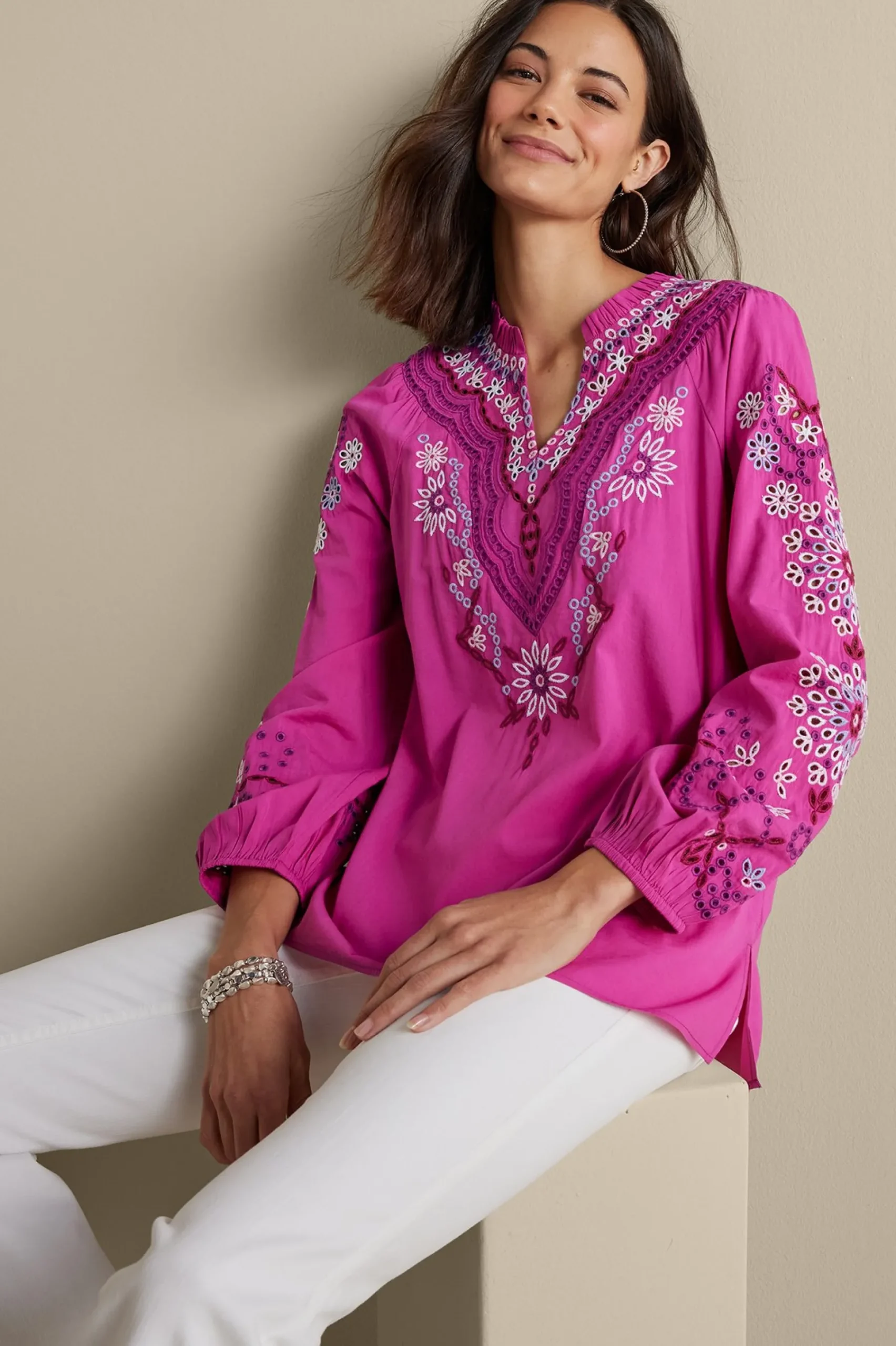 laney_voile_blouse_0.webp Feminine Flourish | Vacation Shop-Soft Surroundings Laney Voile Blouse Rose Violet