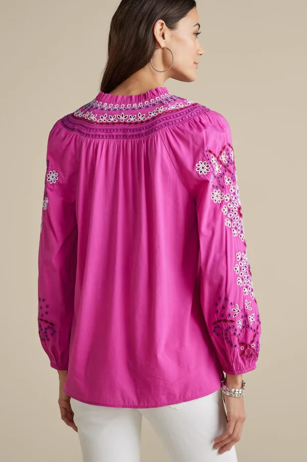 Feminine Flourish | Vacation Shop-Soft Surroundings Laney Voile Blouse Rose Violet