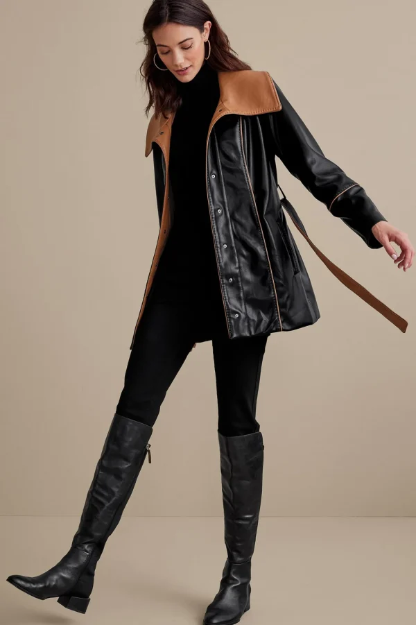 Jackets & Coats-Soft Surroundings Lausanne Faux Leather Jacket Black