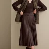 Skirts-Soft Surroundings Lavina Faux Suede Skirt Dark Brown