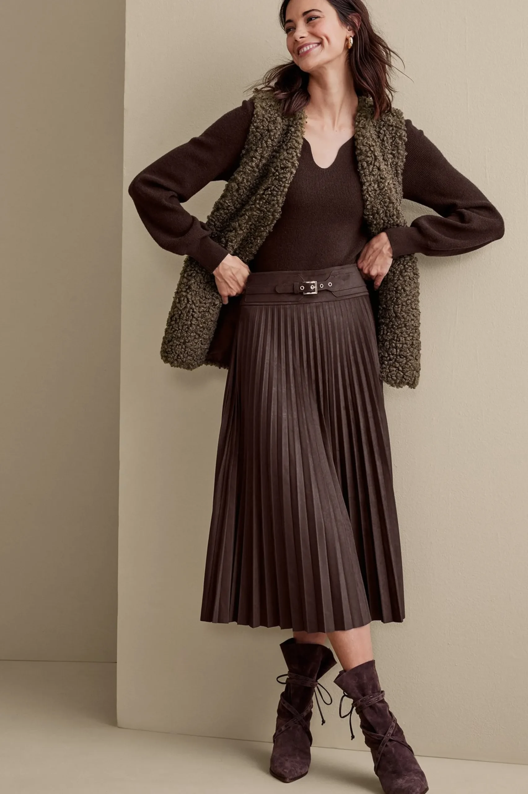 lavina_faux_suede_skirt_0.webp Skirts-Soft Surroundings Lavina Faux Suede Skirt Dark Brown