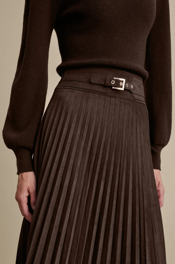 Skirts-Soft Surroundings Lavina Faux Suede Skirt Dark Brown