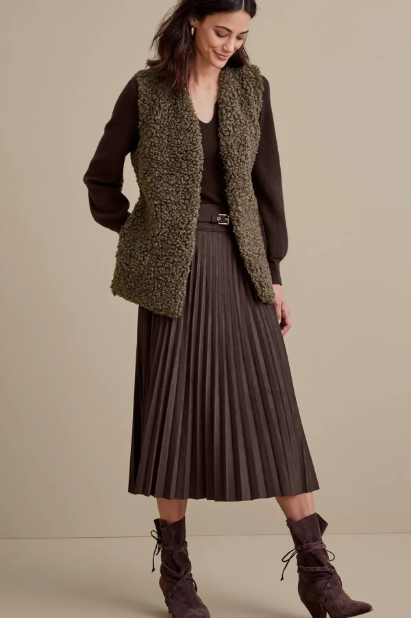 Skirts-Soft Surroundings Lavina Faux Suede Skirt Dark Brown