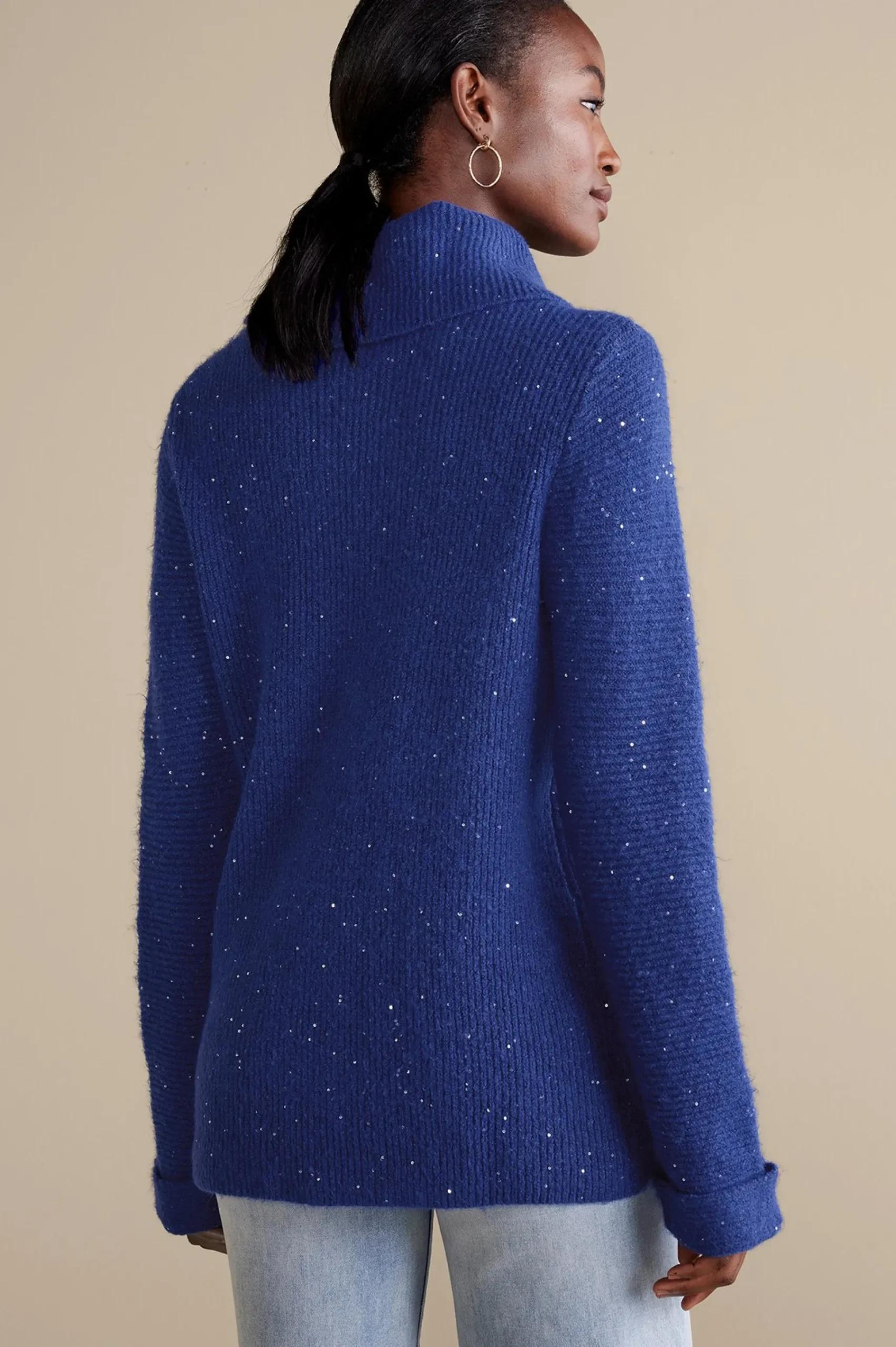 linley_sequin_sweater_2.webp Into The Blues | Sweaters & Cardigans-Soft Surroundings Linley Sequin Sweater Sapphire