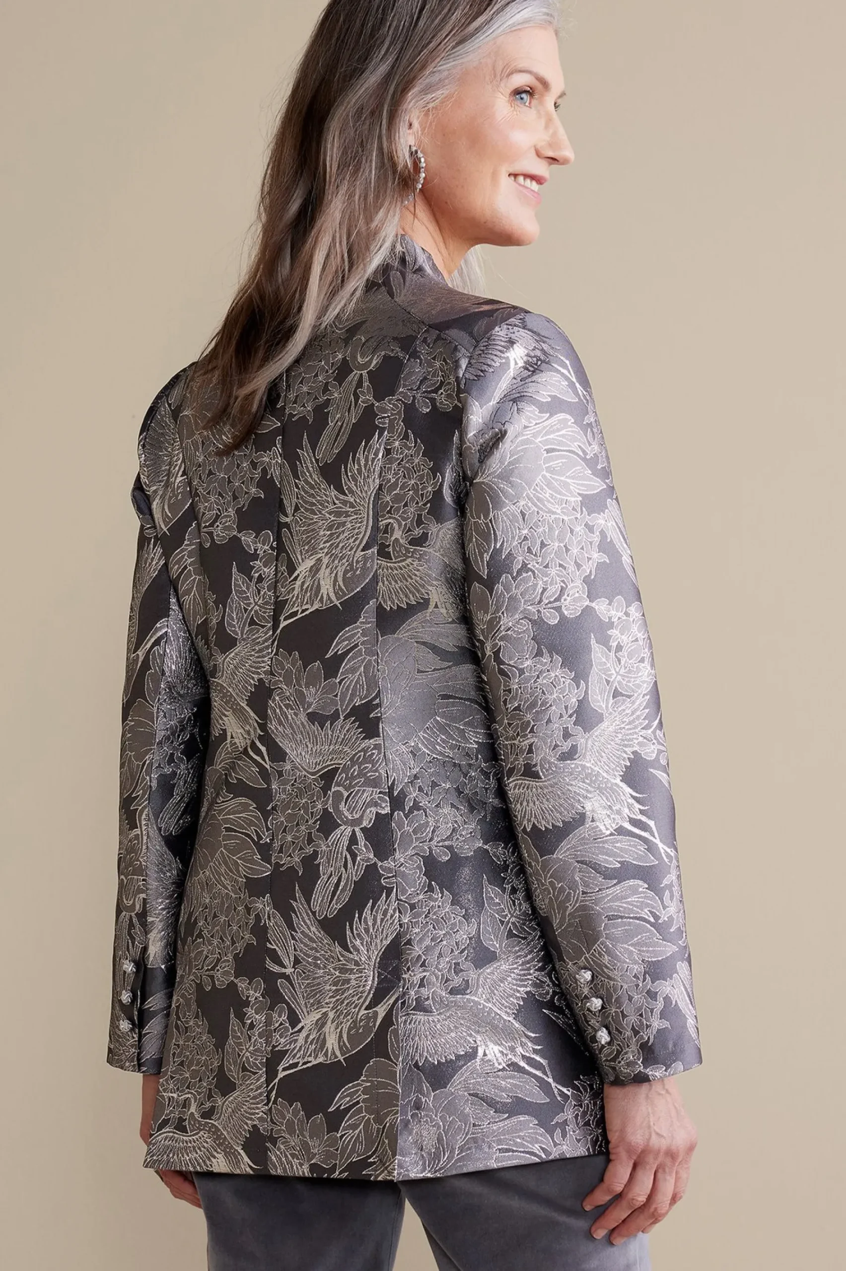 lismore_jacquard_jacket_2.webp Global Artistry | Jackets & Coats-Soft Surroundings Lismore Jacquard Jacket Gray Tapestry