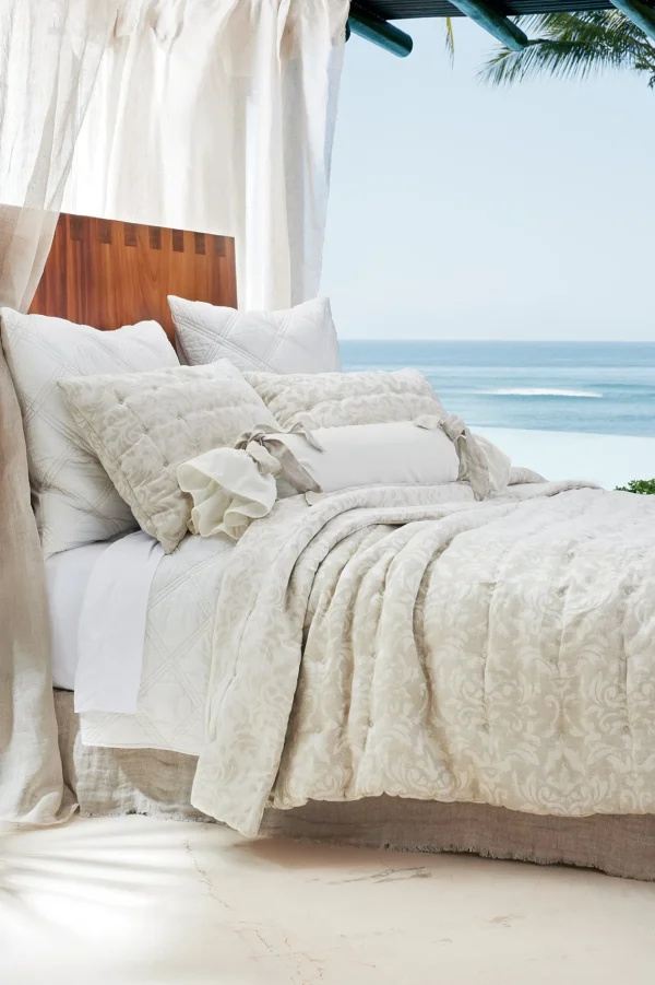 pillows | pillowcases & shams-Soft Surroundings Lorena Velvet Bolster with Linen Tie Ivory