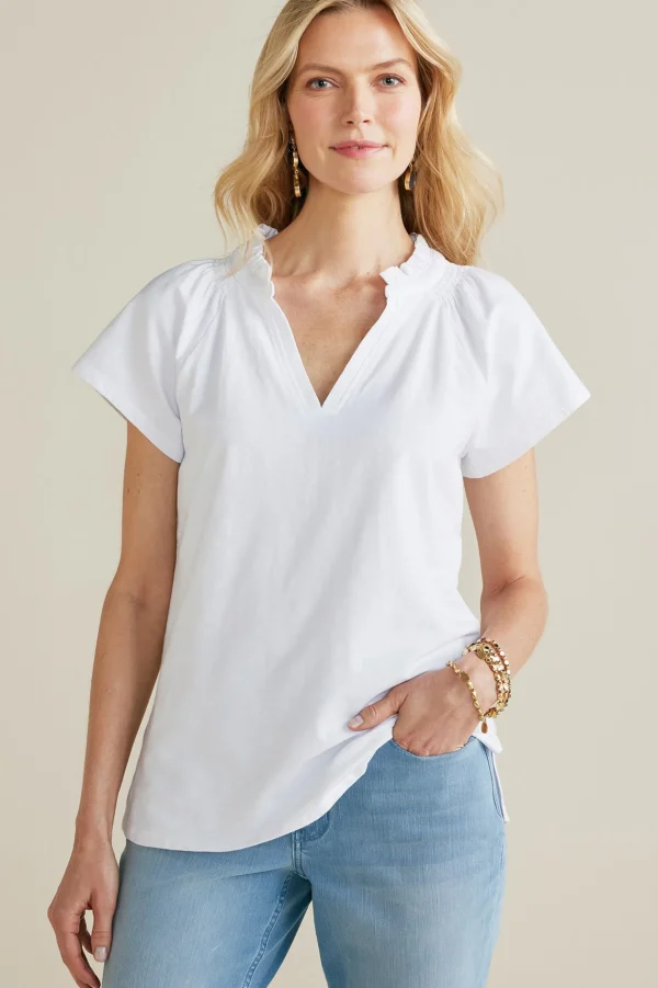Into The Blues | Vacation Shop-Soft Surroundings Loretta SUPIMA® Slub Tee Azure Blue