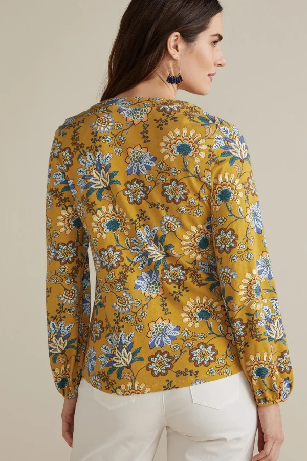 long sleeve | shirts-Soft Surroundings Lorna Button Front Top Swedish Blue