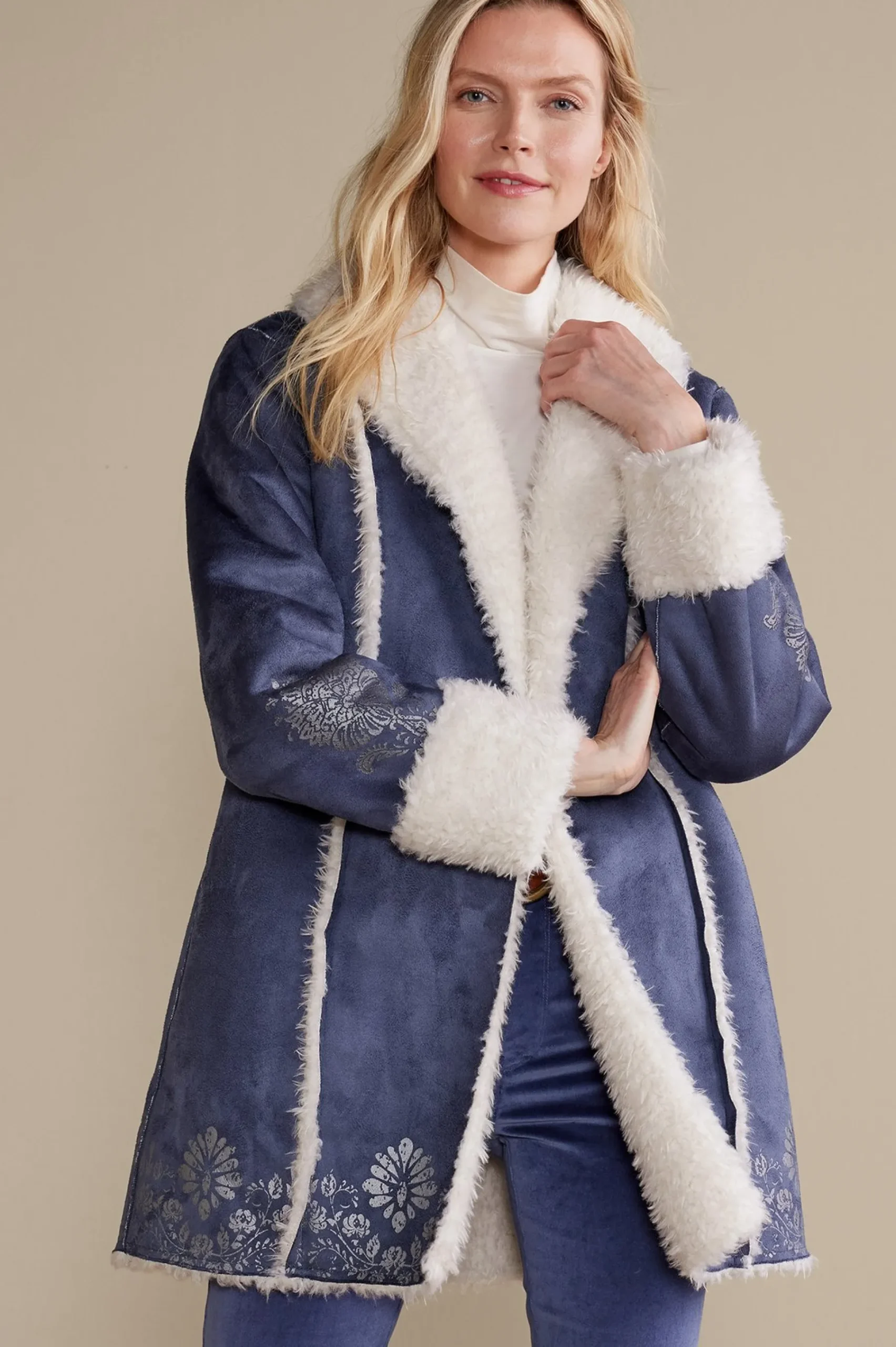 lucerne_shearling_coat_0.webp Into The Blues | Jackets & Coats-Soft Surroundings Lucerne Shearling Coat Nightshadow Blue