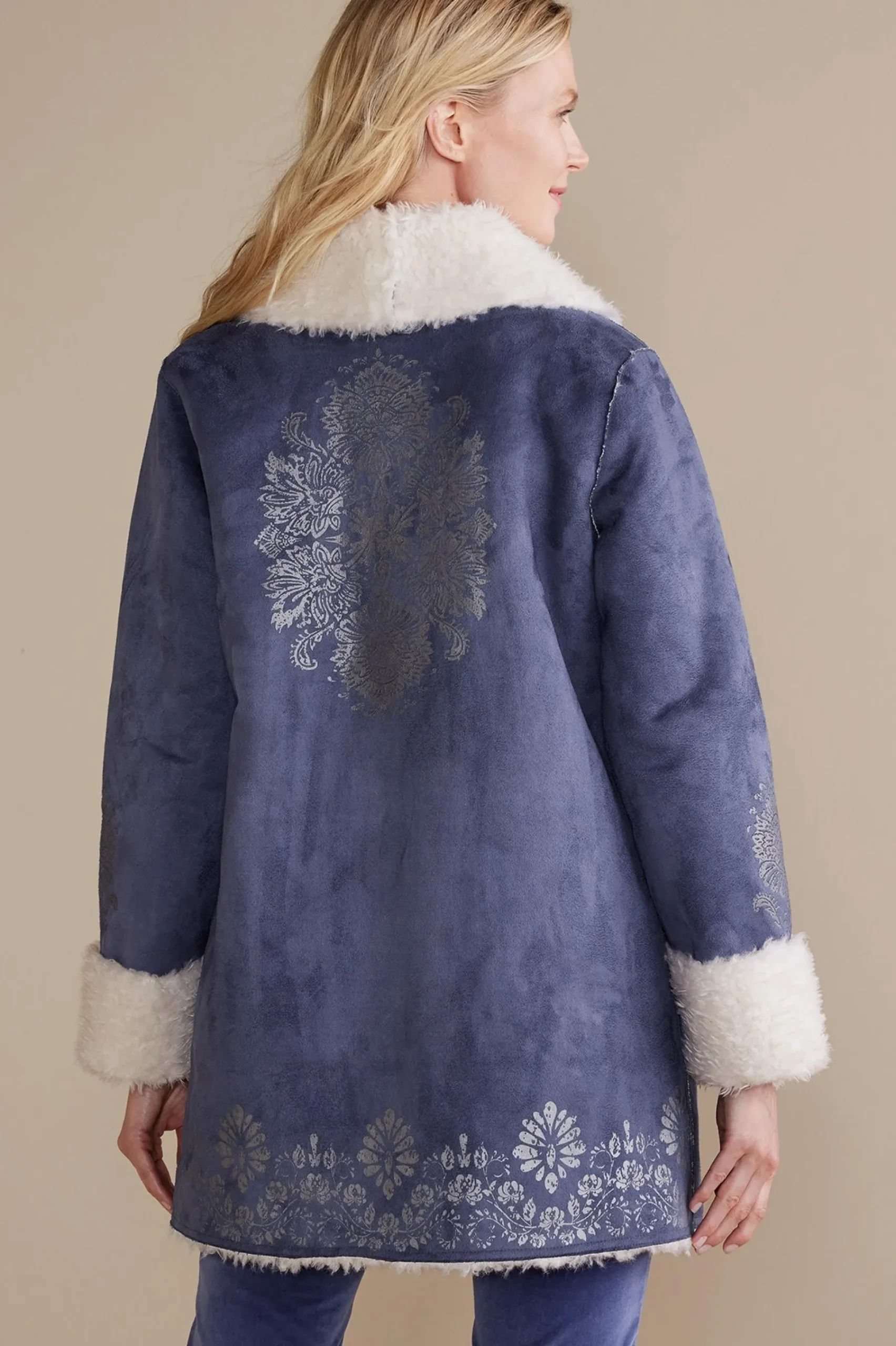 lucerne_shearling_coat_2.webp Into The Blues | Jackets & Coats-Soft Surroundings Lucerne Shearling Coat Nightshadow Blue