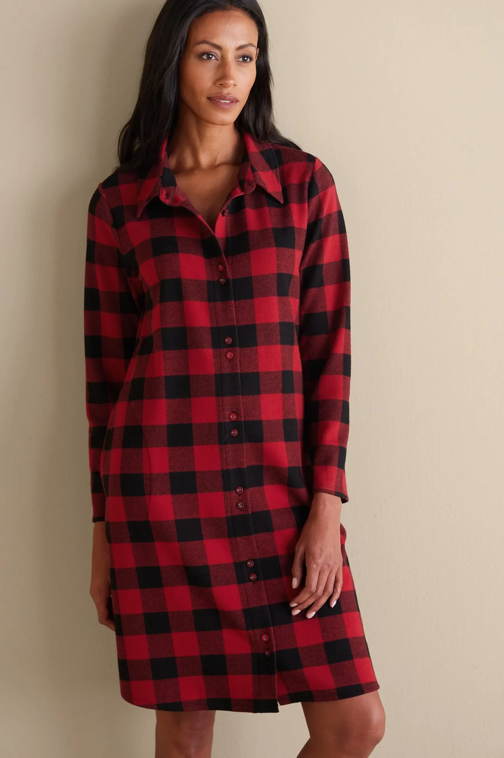 mad_about_plaid_sleep_dre_1.webp Sleepwear & Lounge-Soft Surroundings Mad About Plaid Sleep Dress Red Plaid